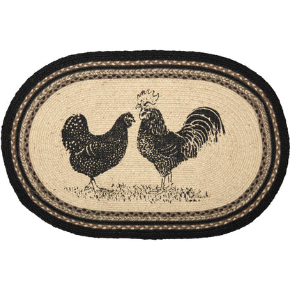 VHC Brands Sawyer Mill Charcoal Farmhouse Dining Room Living Room Kitchen Floor Natural Jute Rug w/Pad 20x30 Poultry