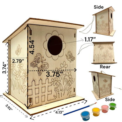 Oojami 12 Pack Birdhouse Kits for Kids – DIY Wooden Bird Houses to Build & Paint, Complete Craft Set with Paints & Brushes, Group Activity for Parties, Classroom, Birthday Gifts