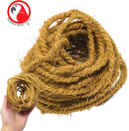 Bonka Bird Toys 3855 Natural Coconut Fiber 30' Rope, Parrot Bird Toy DIY Projects Craft, Amazon, Macaw, African Grey, and Similar