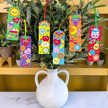 Winlyn 36 Sets Summer Crafts Kits DIY Whimsical Bookmarks Decorations Art Sets Fruits Treats Animals Sun Rainbow Foam Stickers for Kids Classroom Activities Reading Rewards Birthday Camp Party Favors
