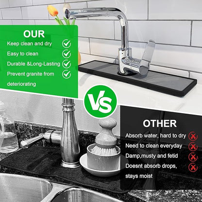 Gosmol Faucet mat for Kitchen Sink, Silicone & Stone Drying Mat for Kitchen Sink