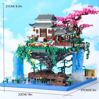 Yushinv Cherry Blossom Tree Building Set with Gift Box, Original Music Cherry Blossom Tree House(Type :Symphony), Japanese Sakura Tree House Lights Building Kit3320 Pcs, Cherry Bonsai Building Set.