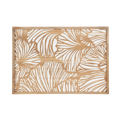 Kate and Laurel Sago Modern Decorative Wood Art Plaque; 23 x 33; White and Rustic Brown; Painted Wood Floral Wall Art with Dimensional Design for Living Room Decor