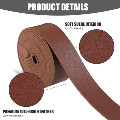 363 Pcs Faux Leather for Crafts Kit 140 Inches Leather Straps Flat with Wide 360 Rivets and 1 Double Rivet Tubular Setting Tool for DIY Bags Craft Repairs Decoration(Red Brown,1inch 2 Inch)