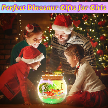 Gifmore Dinosaur Light Up Terrarium Kit for Boys Ages 4-12, DIY Dinosaur Crafts Toy Set, Birthday Presents for Kids Boys