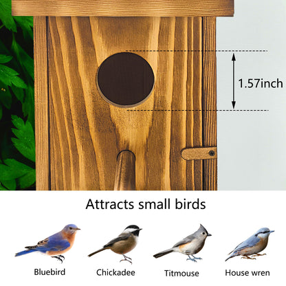 2 Pack Birdhouses for Outdoors,Wooden Wren Birdhouse with Detachable Perch,Finch Bluebird Houses Hanging Birdhouse for Outdoors