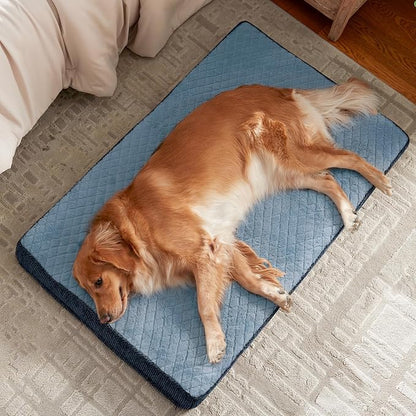 JOEJOY Orthopedic Dog Bed for Small Dogs, Washable Dog Crate Bed Small Sized with Removable Cover, Egg Memory Foam Pet Beds, Blue, 23"x17"