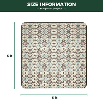 FXW Washable Pee Pads for Dogs, Puppy Pads with Super Absorbent, Specifically Designed for Rollick/Homeplus 24inch 8 Panels Dog Playpen, 63" Square, Tribal Beige, 1 Pack