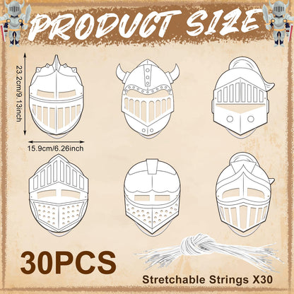 Liliful 30 Set Helmet of Salvation Craft Bulk Color Your Own DIY Kit Armor of God Knight Mask Crafts Religious Bible Blank Paper Arts for Fun Activity Party Favor
