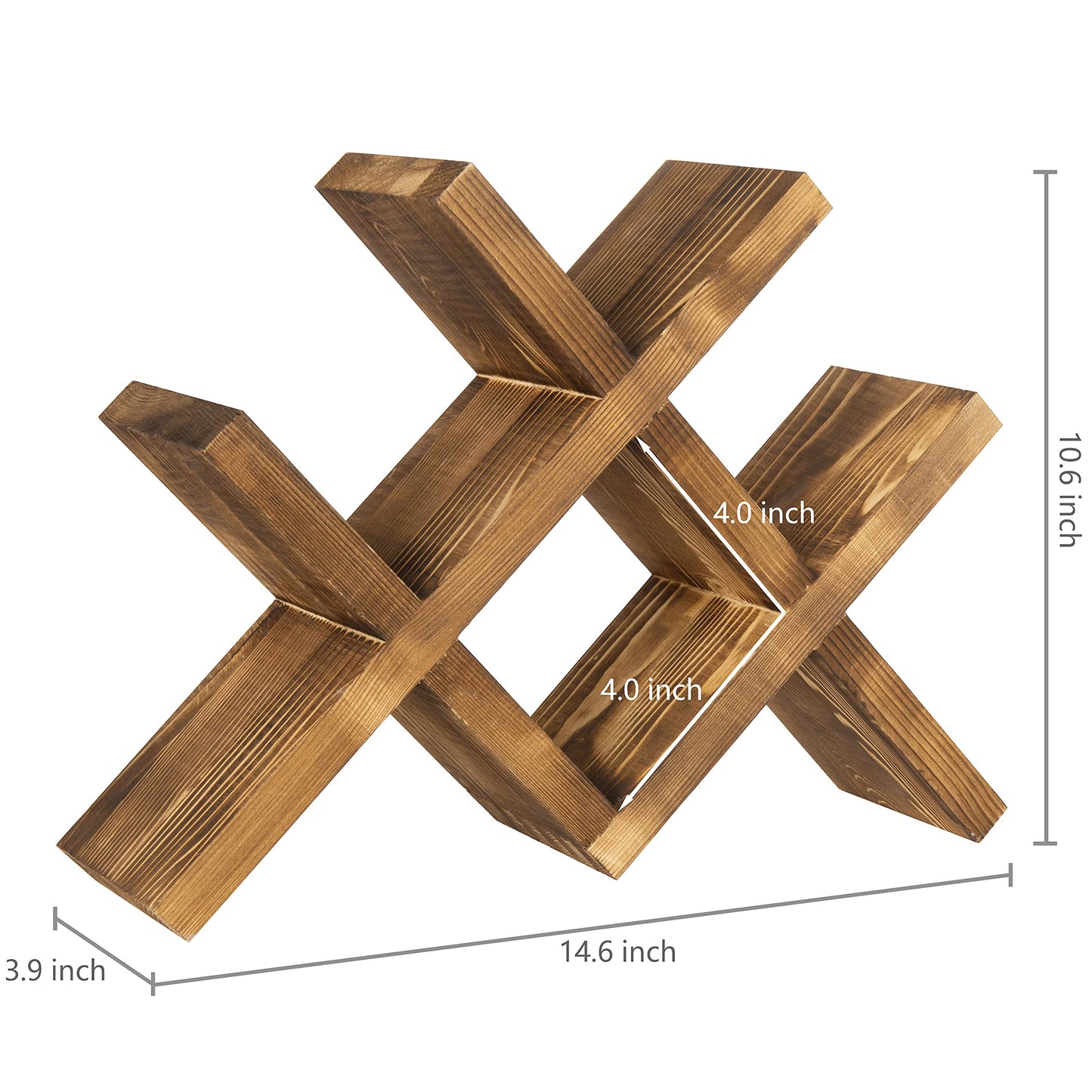 MyGift 4-Bottle Rustic Brown Wood Wine Rack for Countertop - Brushed Country Rustic Style, Compact Storage for Kitchen, Bar, Dining Room (Holds 750ml Bottles)