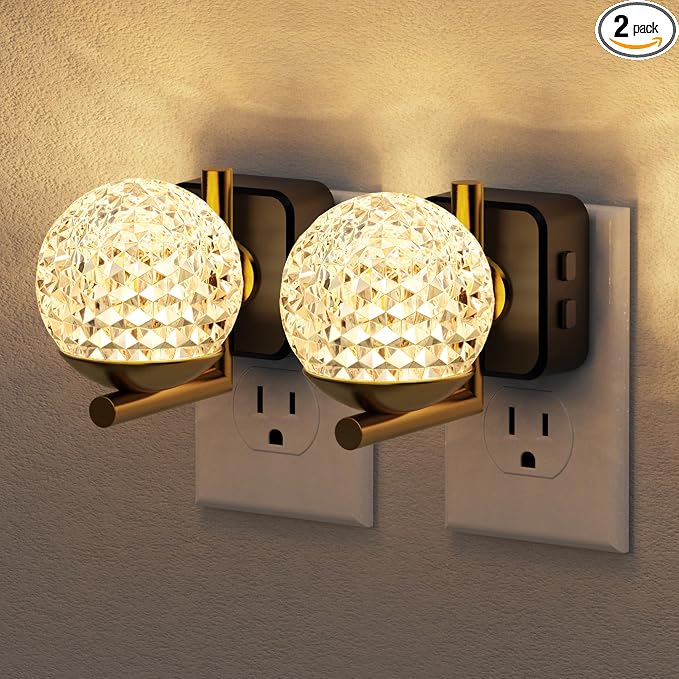 JandCase LED Night Light, 3000K Warm White & RGB Color Changing Night Lights Plug into Wall, Dusk to Dawn Light Sensor, 180° Rotatable Plug in Nightlights for Bathroom, Bedroom, Hallway 2 Pack