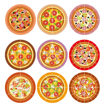 Magnetic Pizza Fraction Set Classroom Math Learning Tool Pizza Fraction Learning Visualization Card Multi-Player Challenge of Homeschool Math Activity (Soft Magnetic Version)