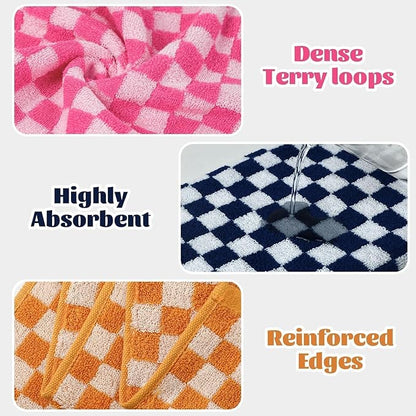 Jacquotha Hand Towels 4 Pack, Cotton Decorative Bathroom Hand Towel & Checkered