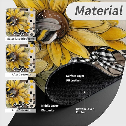 Kitchen Sink Splash Guard，Sunflower-with bumblebees Faucet Mat Sink