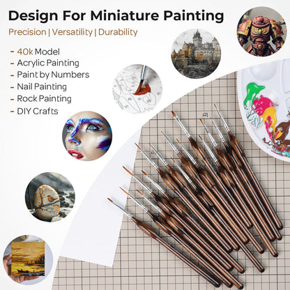 Nicpro Miniature Paint Brushes Dry Brush - 21PCS Model Paint Brush Set with Cloth Roll for Acrylic Oil Watercolor, Detail Paint Brush Drybrush for Model, Miniature Painting, Paint by Numbers, Craft