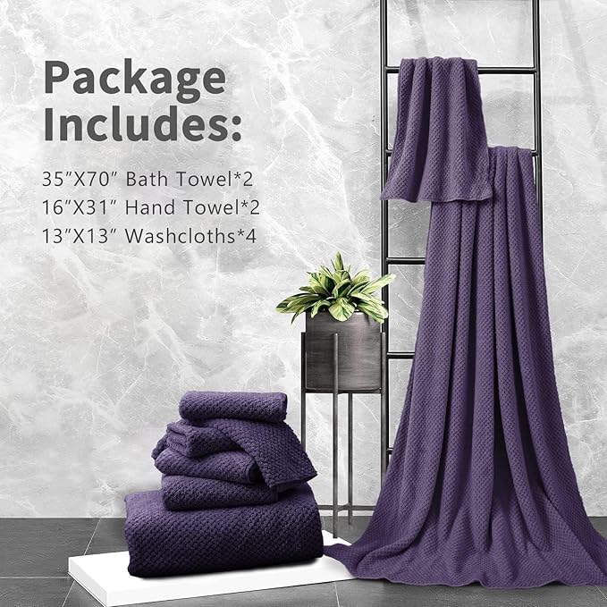 8 Piece Bathroom Towel Set |2 Oversized Large Bath Towels Sheet, 2 Hand Towels