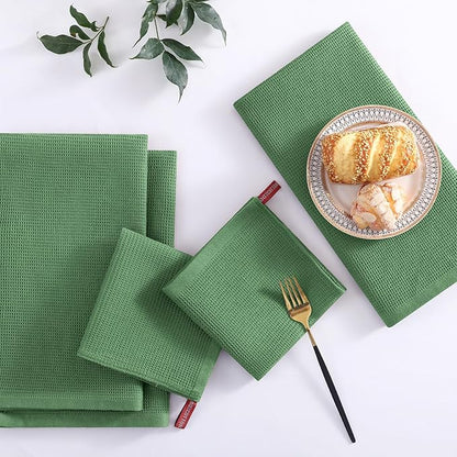 Homaxy 100% Cotton Kitchen Towels and Dishcloths Set
