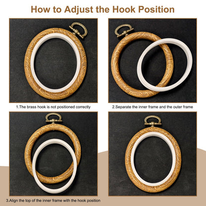 PATIKIL 10 Pieces 6.3"x4.7" Embroidery Hoops Frame Imitated Wood Oval Cross Stitch Hoop Ring for Embroidery Art Craft Handy Sewing Decoration