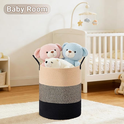 Tall Laundry Basket with Handles, 58L Portable Dirty Clothes Hamper, Boho