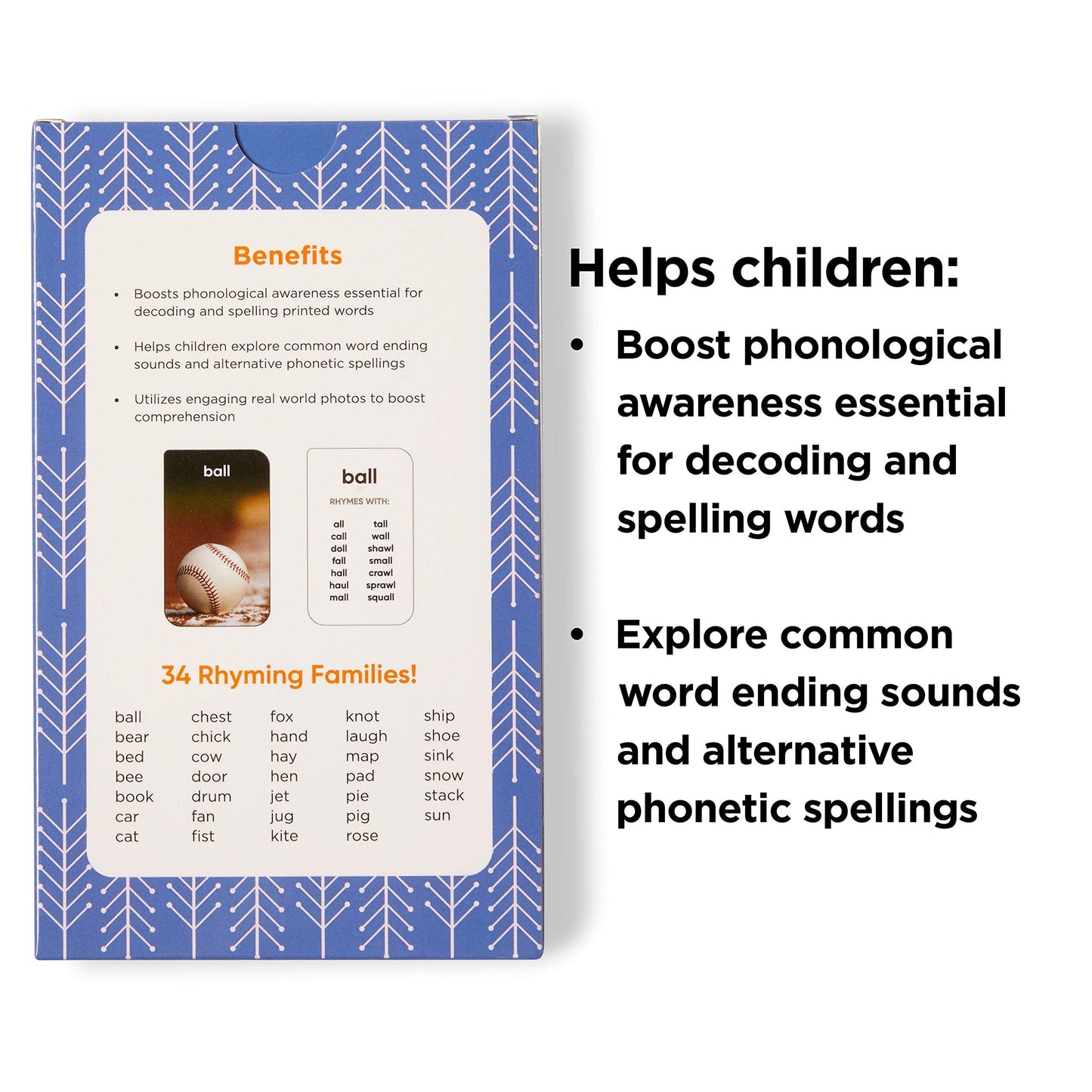 Award-Winning Rhyming Words Flash Cards for Kids Ages 4-8 – Master Phonics, Spelling & Word Families – 36 Durable Cards for Kindergarten, 1st, 2nd & 3rd Grade