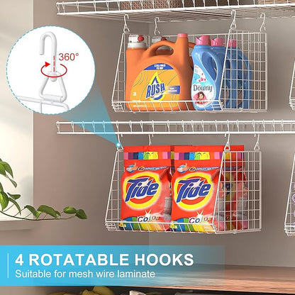 3-Pack Large Hanging Laundry Basket: Wire shelves
