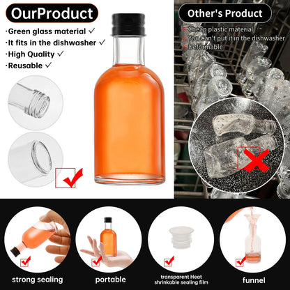 eispap 12pcs 1.7 OZ Mini Glass Liquor Bottles with Lids Small Glass Wine Bottle Reusable Empty Alcohol Bottles with Aluminum Black Screw Cap (12)