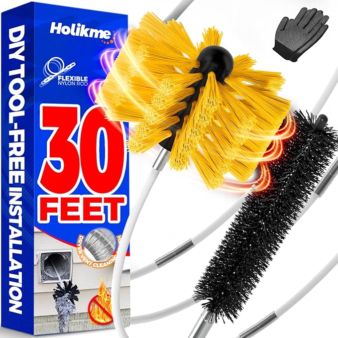 Holikme 30 Feet Dryer Vent Cleaner Kit, Flexible Lint Brush