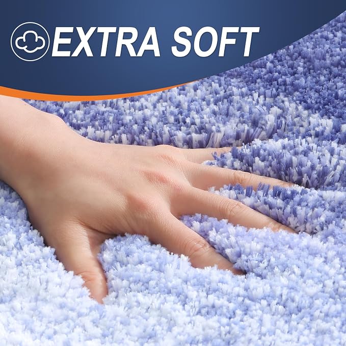 OLANLY Bathroom Runner Rugs Mat 47x24, Extra Soft Absorbent Microfiber Bath Rugs, Rubber Backing, Quick Dry, Washable Long Bath Mats for Bathroom, Tub and Shower, Home Decor Accessories, Blue-Violet