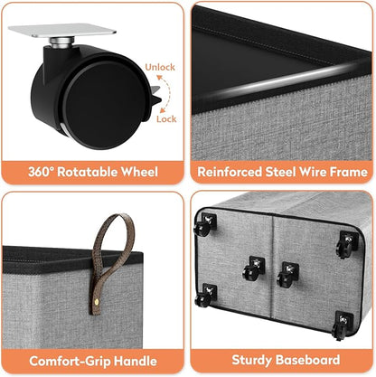 Laundry Basket with Wheels, Collapsible Laundry Baskets, Laundry Hamper with