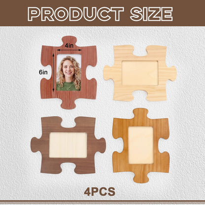 Lineshading 4 Pcs Puzzle Piece Picture Frame Set Hold 4 x 6 Photos My Missing Piece Wooden Frame Puzzle Shape Picture Ornament Home Decor for Thank You Gifts for Mentor Leader Coworkers Friend