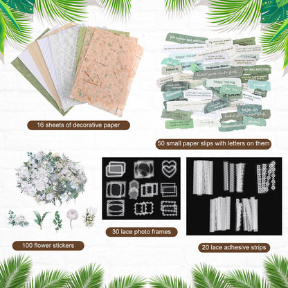 Wedding Guest Book Letters to The Bride Scrapbook, Wedding Planner Book and Organizer with DIY Blank Paper Photo Album and Flower Stickers, Decorative Paper, Slips, Photo Frames, Adhesive Strips