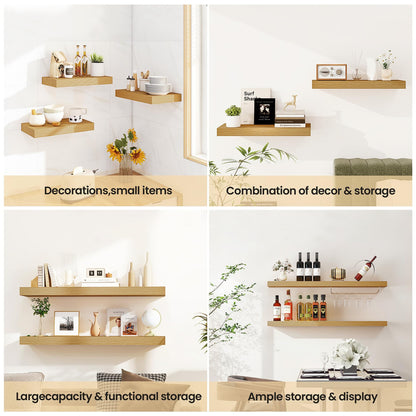 Vivelove 40 Inch Floating Shelves for Wall, 39.4x9 Display Shelves for Bathroom Living Room Kitchen Bedroom Office Farmhouse Home Decor - Set of 2, Oak