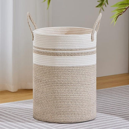 VIPOSCO Large Laundry Hamper, Tall Woven Rope Storage Basket