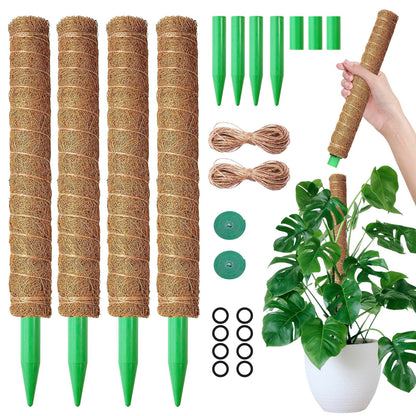 4 Pack 20 Inch Moss Poles, Stackable Moss Pole Monstera Plant Support, 66 Inch Tall Plant Stakes for Climbing Plants Indoor, Coir Plant Support Stick Stand for Potted Plants, Pothos, Philodendron