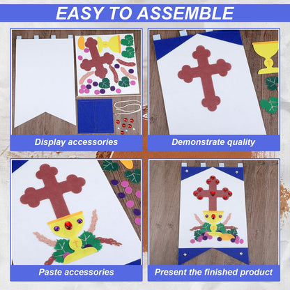 Hillsuren First Communion Banner Kits 12 x 18 Inches Felt Holy Communion Banner Kits First Communion Gifts Sunday School DIY Arts and Crafts Kit