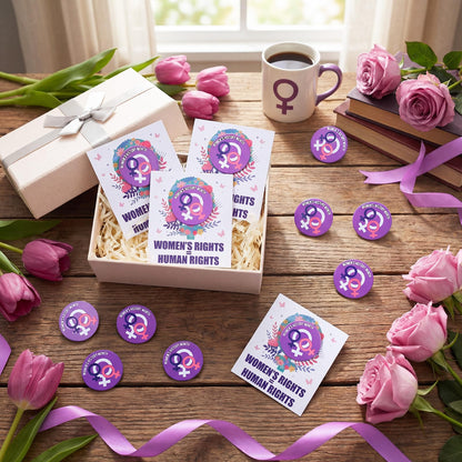 Kigeli 24 Sets Women's History Month Pins for Women, International Womens Day Pins with Cards Bulk Female Rights Awareness Inspirational Gifts for March Feminism Party Supplies