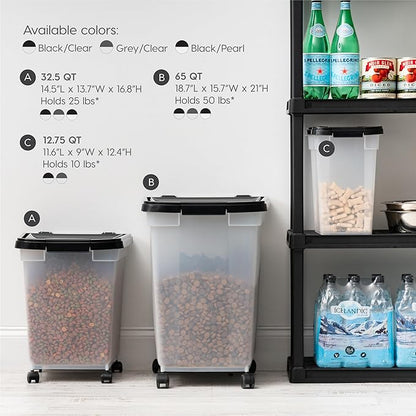 IRIS USA Airtight Dog Food Storage Container, WeatherPro, Removable Wheels