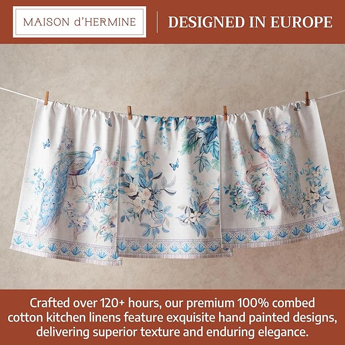 Maison d' Hermine Kitchen Towel 100% Combed Cotton Premium Set of 3