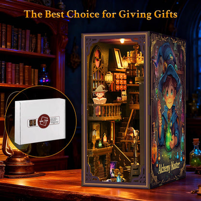 Lycidae Book Nook Kit-DIY Miniature Dollhouse Booknook Kit, 3D Wooden Puzzle Bookend Bookshelf with LED Light for Adults, Teens 14+, Gifts for Family, Friends(Little Prince of Magic)