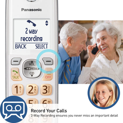 Panasonic Cordless Phone with Answering Machine, Link2Cell Bluetooth Home Phones, Voice Assistant and Advanced Call Blocking, Expandable System with 3 Handsets - KX-TGD863W (White)