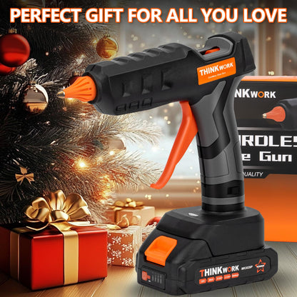 THINKWORK 20V Cordless Hot Glue Gun and Sticks Set, Rechargeable Glue Gun with 30 PCS Full Size Sticks and Battery, Fast Heating for Arts & Crafts, DIY Projects and Home Repairs