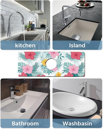 Patterned Sink Faucet Mat Kitchen Splash Guard Super Absorbent Drying Mat
