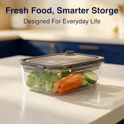 BPA-Free Plastic Airtight Food Storage Containers with Vented Lids, 4-Pack (5.9 Cups Each) for Meal Prep and Leftovers