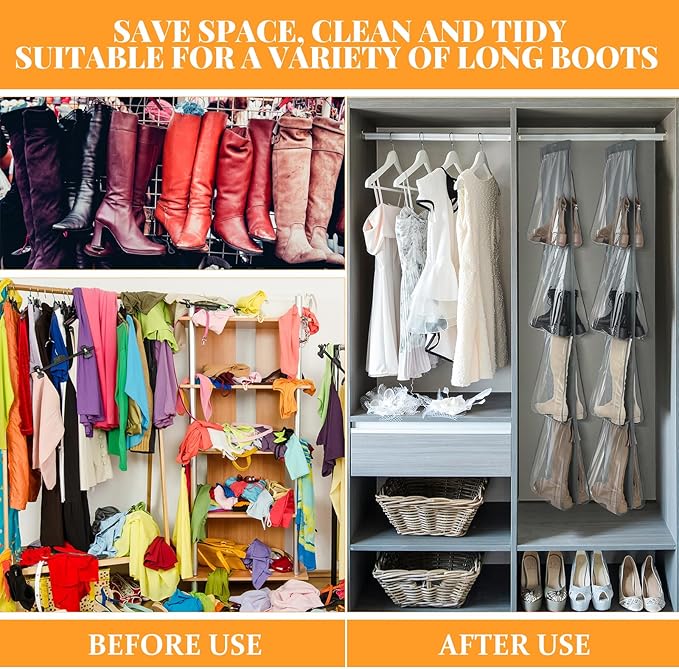 Windyun Sets 16 Large Clear Pockets Fabric Dual Sided Hanging Shoe Rack