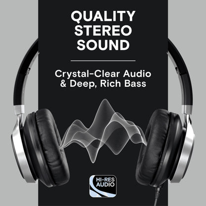 ARTIX CL750 Wired Headphones with Mic & Volume Control — Noise Isolating On-Ear Headphones for Computer and Laptop Wired, Plug in Corded Headphone Over Ear with Wire (Foldable, Aux Jack 3.5mm)