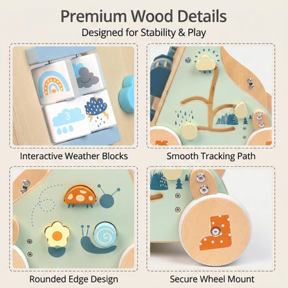 PairPear Wooden Baby Walker, Baby Activity Push Walker Toys