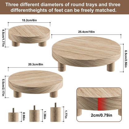 3 Pcs Wood Plant Stand Indoor Outdoor, Round Wood Riser for Decor 6/8/10" Wooden Stool Display Stand Flower Pot Holder Small Planter Tray Modern Potter Decorative for Desktop Counter Room (Natural)
