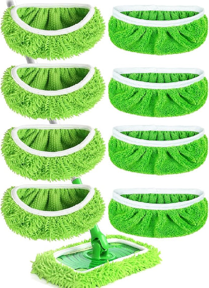 8PCS Reusable Microfiber Mop Pads Washable Wet Pads Compatible