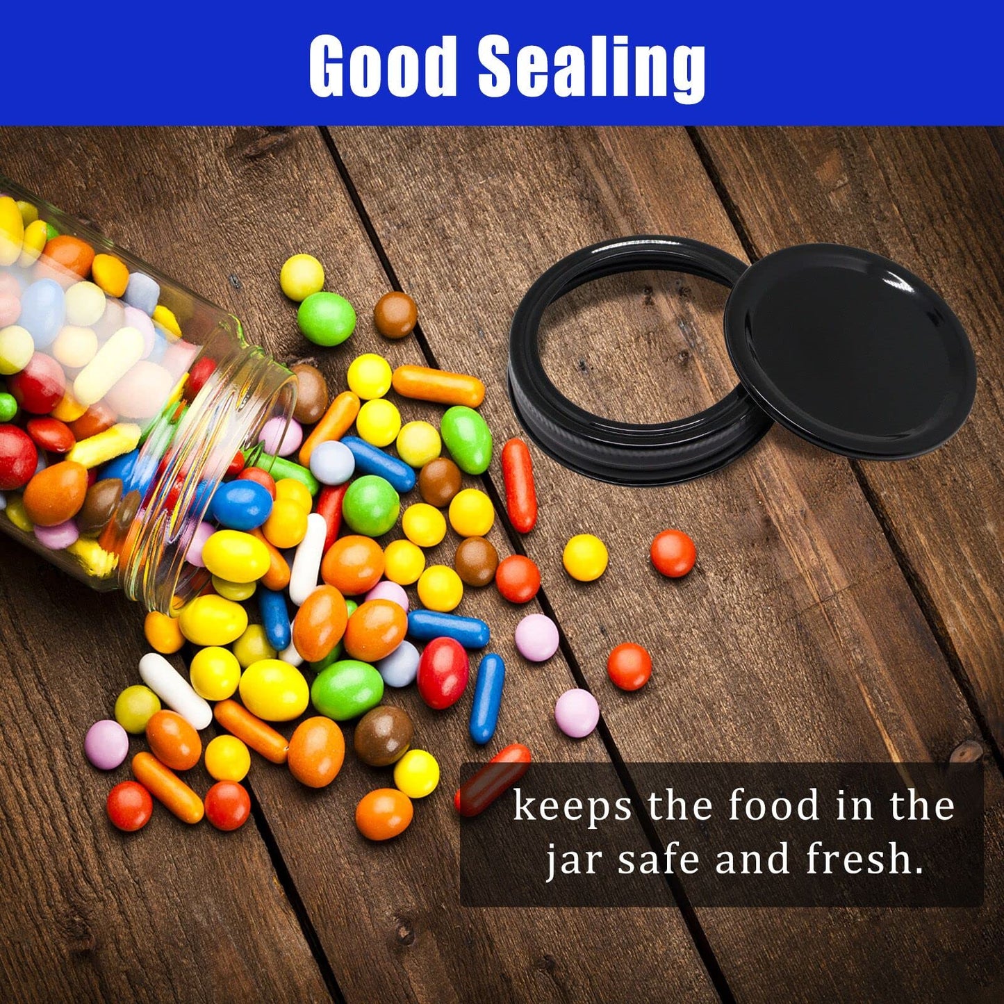 BENLIUDH Canning Lids and Rings, 2-3/4 Inches Reusable Mason Jar Lids Regular Mouth Compatible with Ball or Kerr Jars Set of 10 (10 Lids+10 Rings, Black)