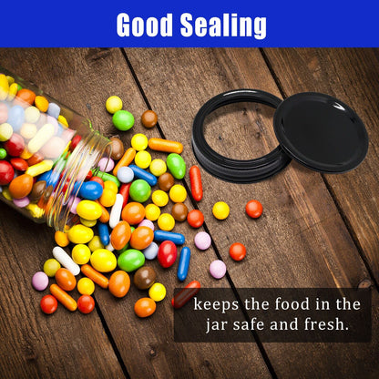 BENLIUDH Canning Lids and Rings, 2-3/4 Inches Reusable Mason Jar Lids Regular Mouth Compatible with Ball or Kerr Jars Set of 10 (10 Lids+10 Rings, Black)